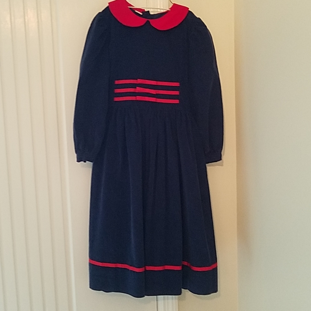 Girls navy and red dress